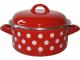 Kastrol smaltovaný s poklicí červený, puntík 14cm 1lt METALA